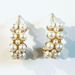 Pearl and Gold Hoop Earrings